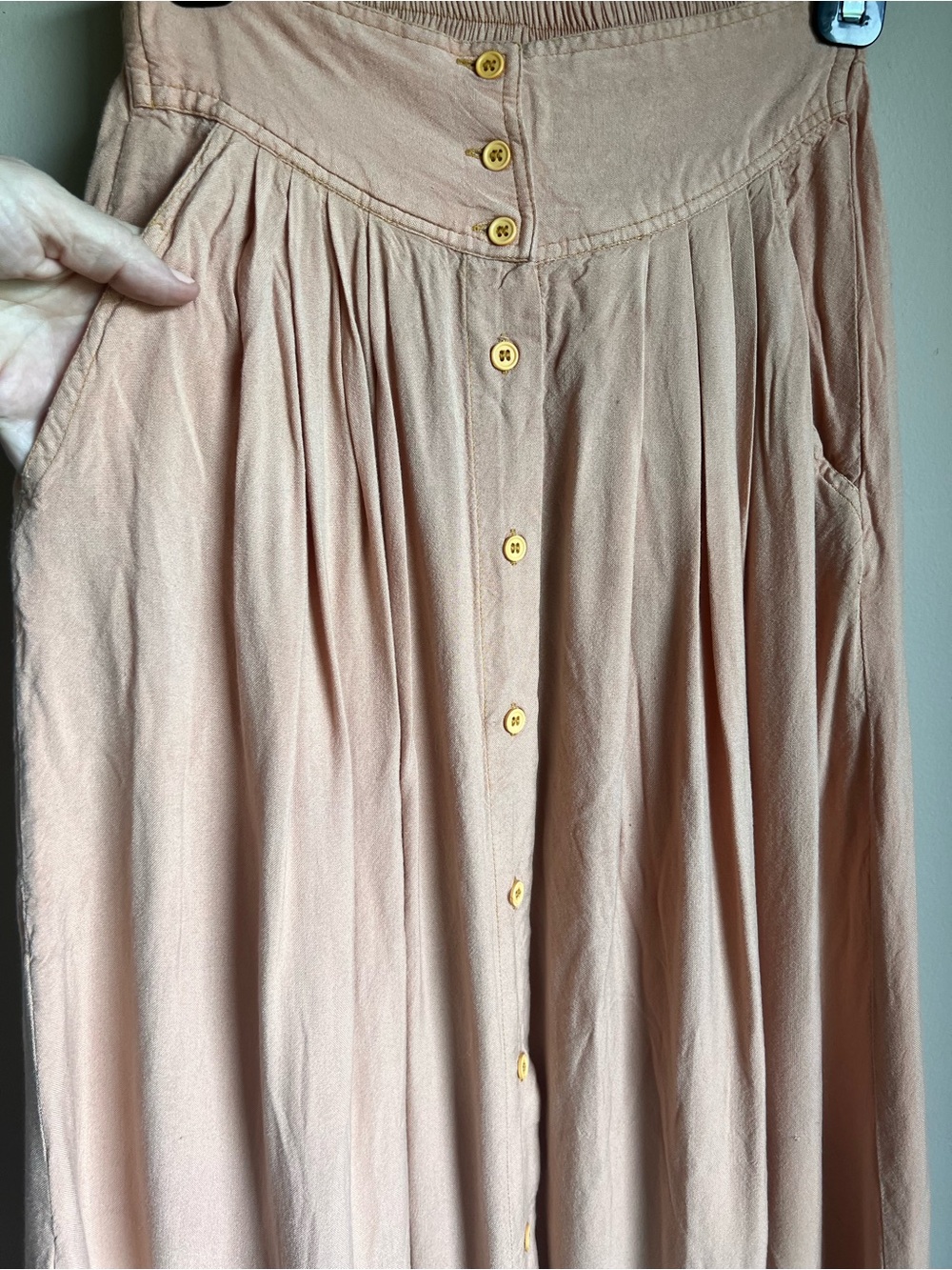 Boho Prairie Vintage Morgan Square Peach Button Front Maxi Skirt Cottagecore 90s - Picture 7 of 8